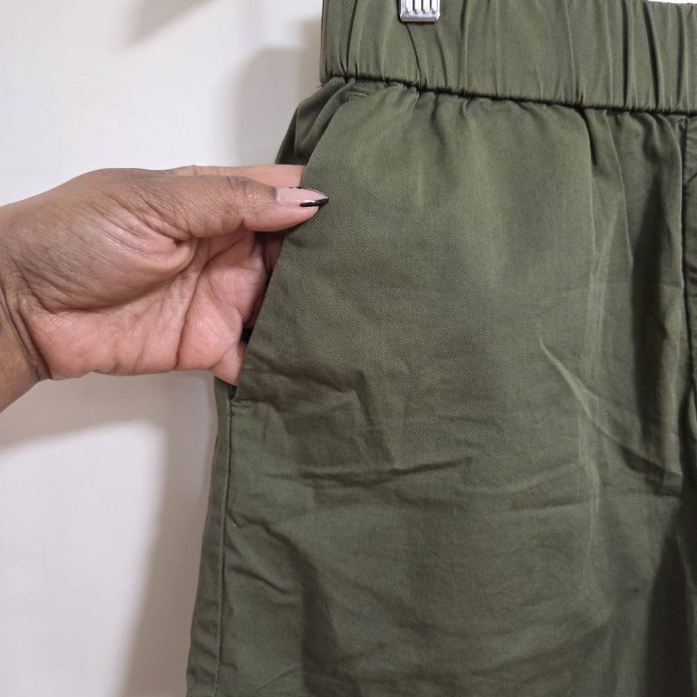 Everlane Womens Olive Green Organic Cotton Pull On Shorts Elastic Waist Casual - Picture 3 of 7